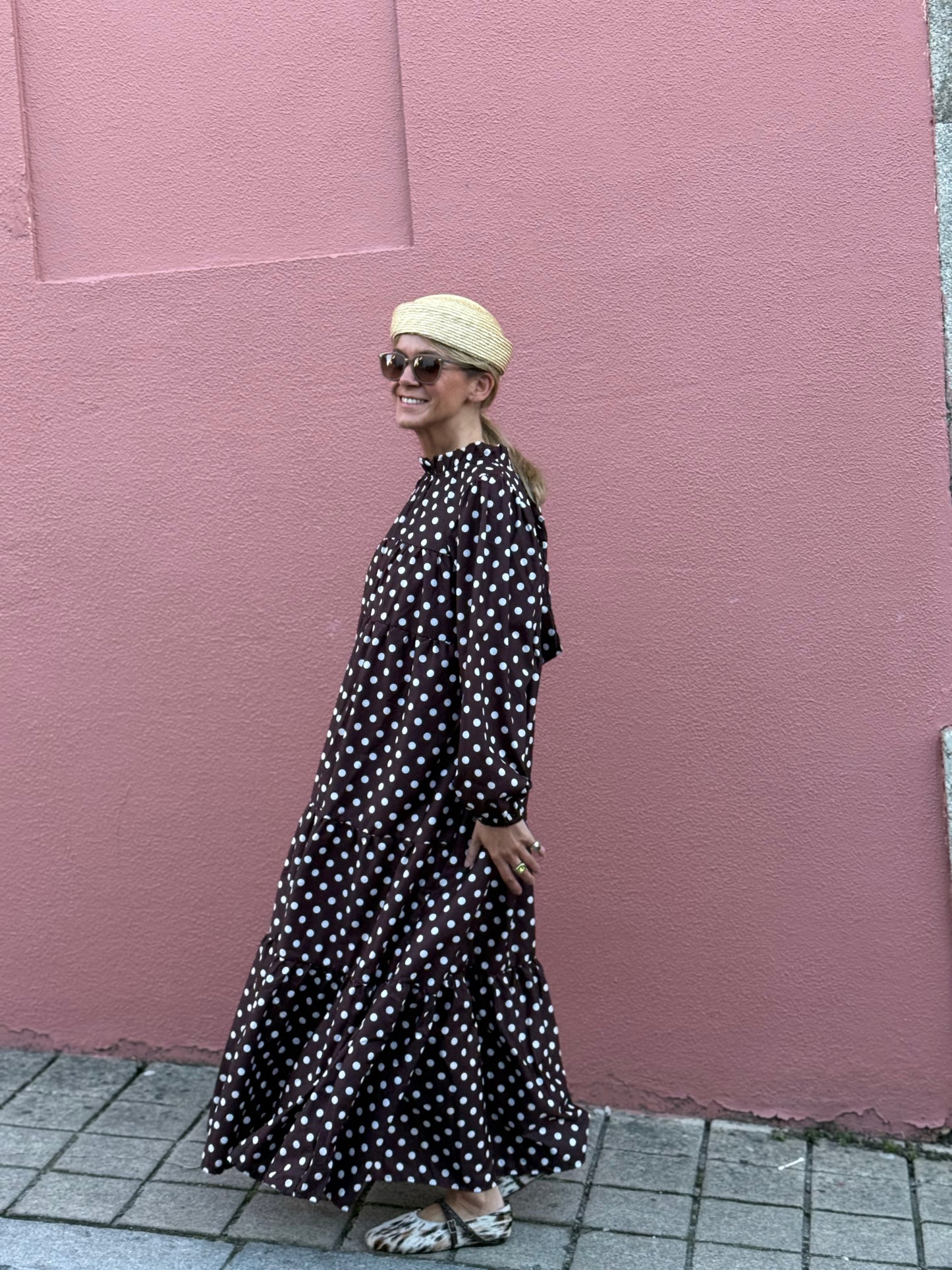 Vestido comprido com folhos