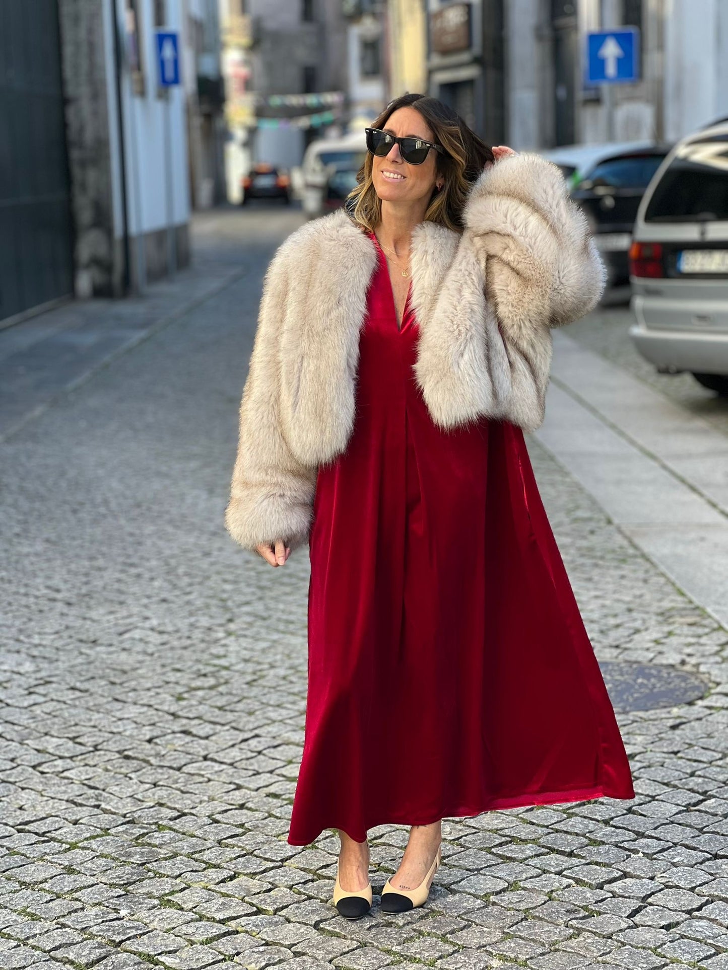 Vestido largo de terciopelo