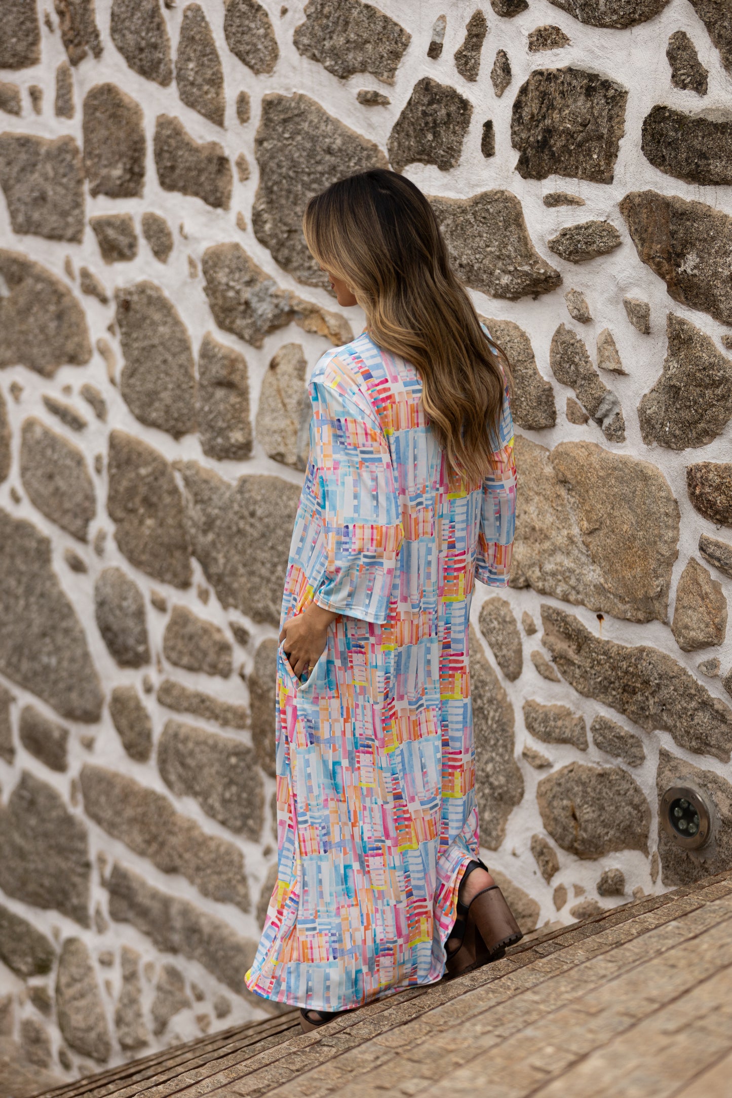 Robe longue en maille imprimée