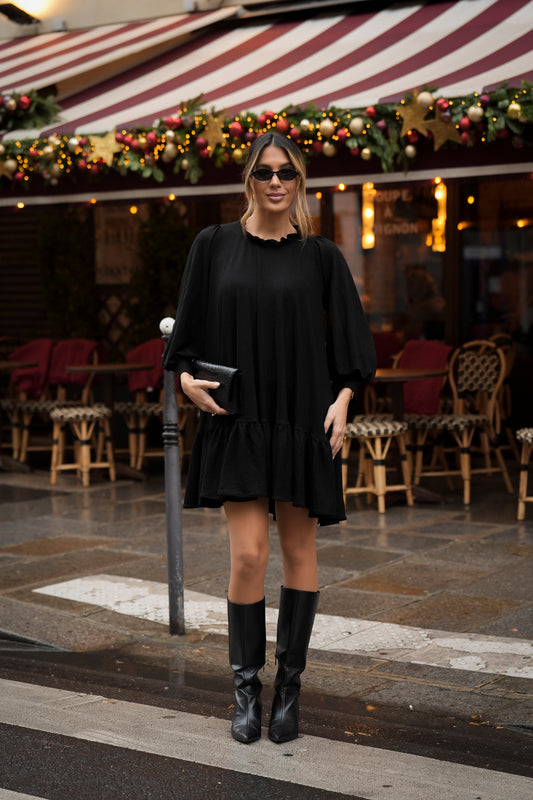 Vestido curto em malha com brilho