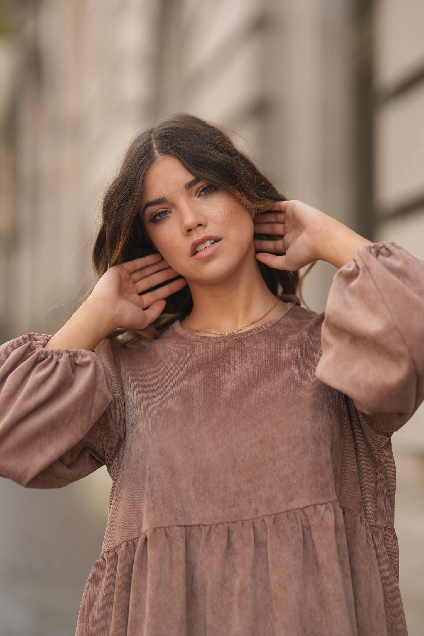 Vestido largo de pana