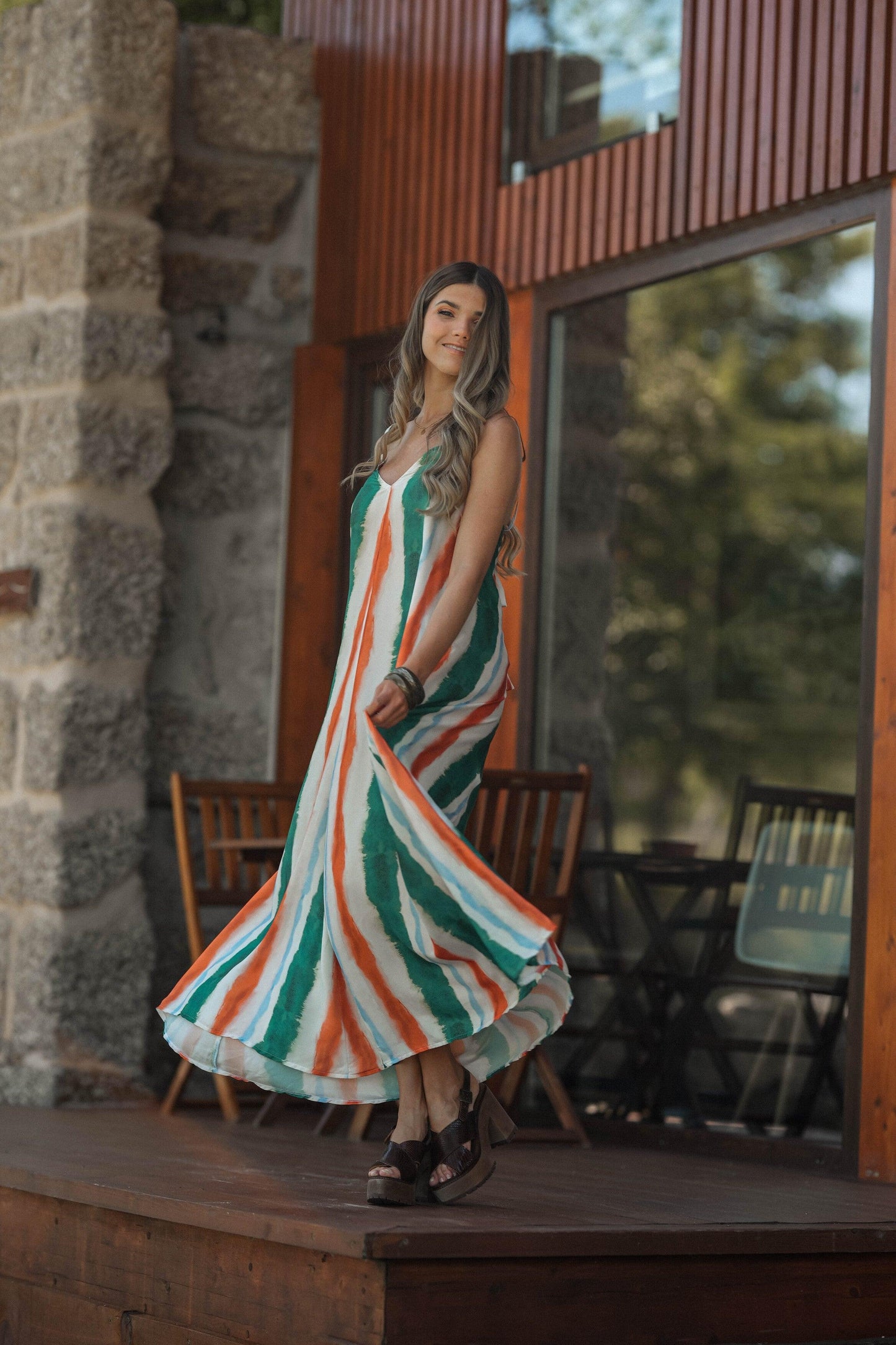 Robe longue à bretelles