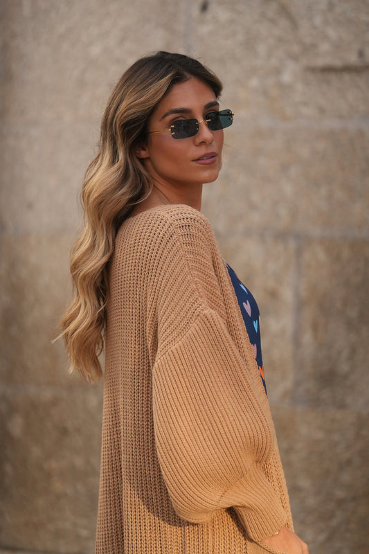 Casaco comprido em malha