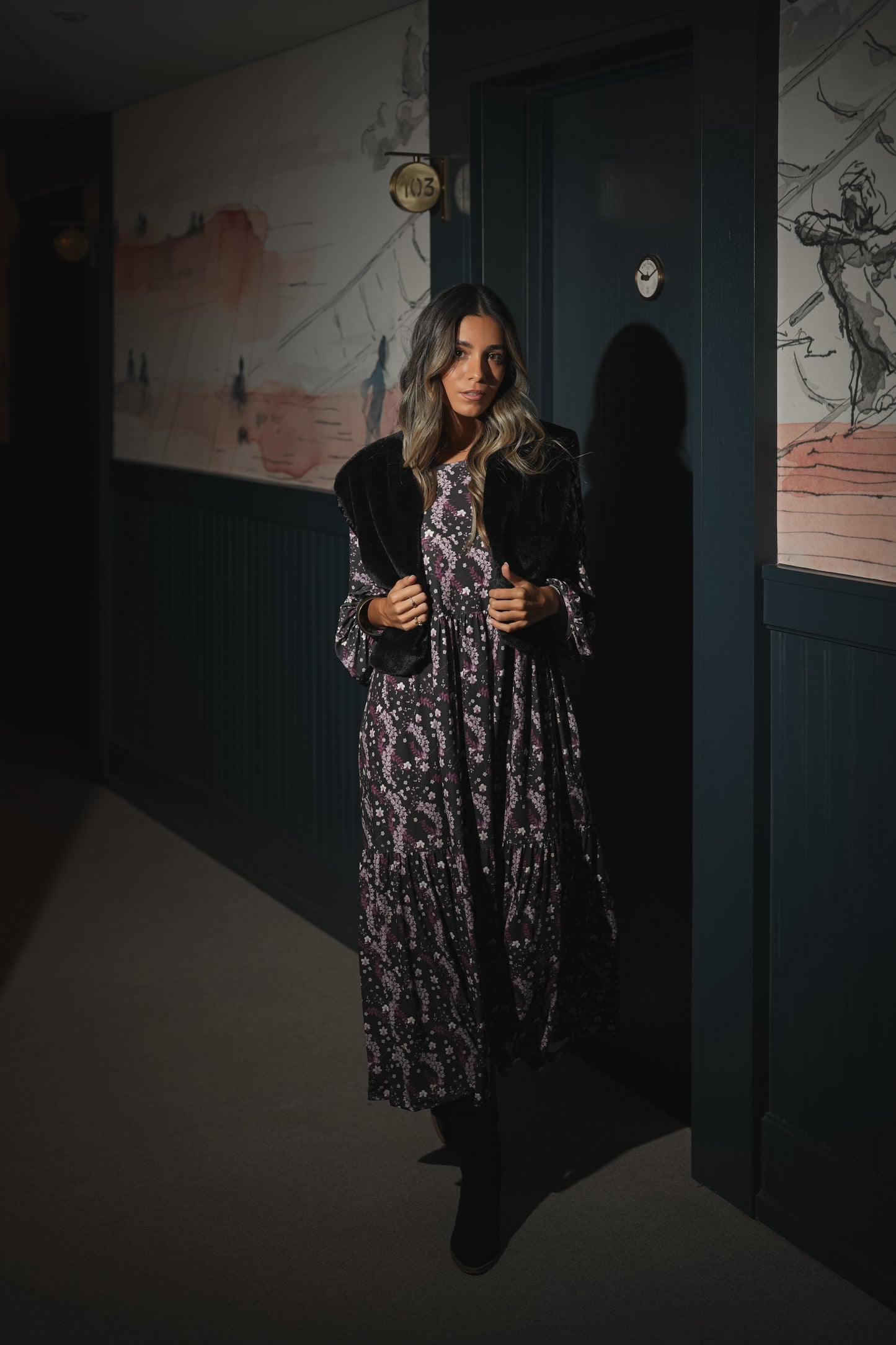 Vestido largo estampado