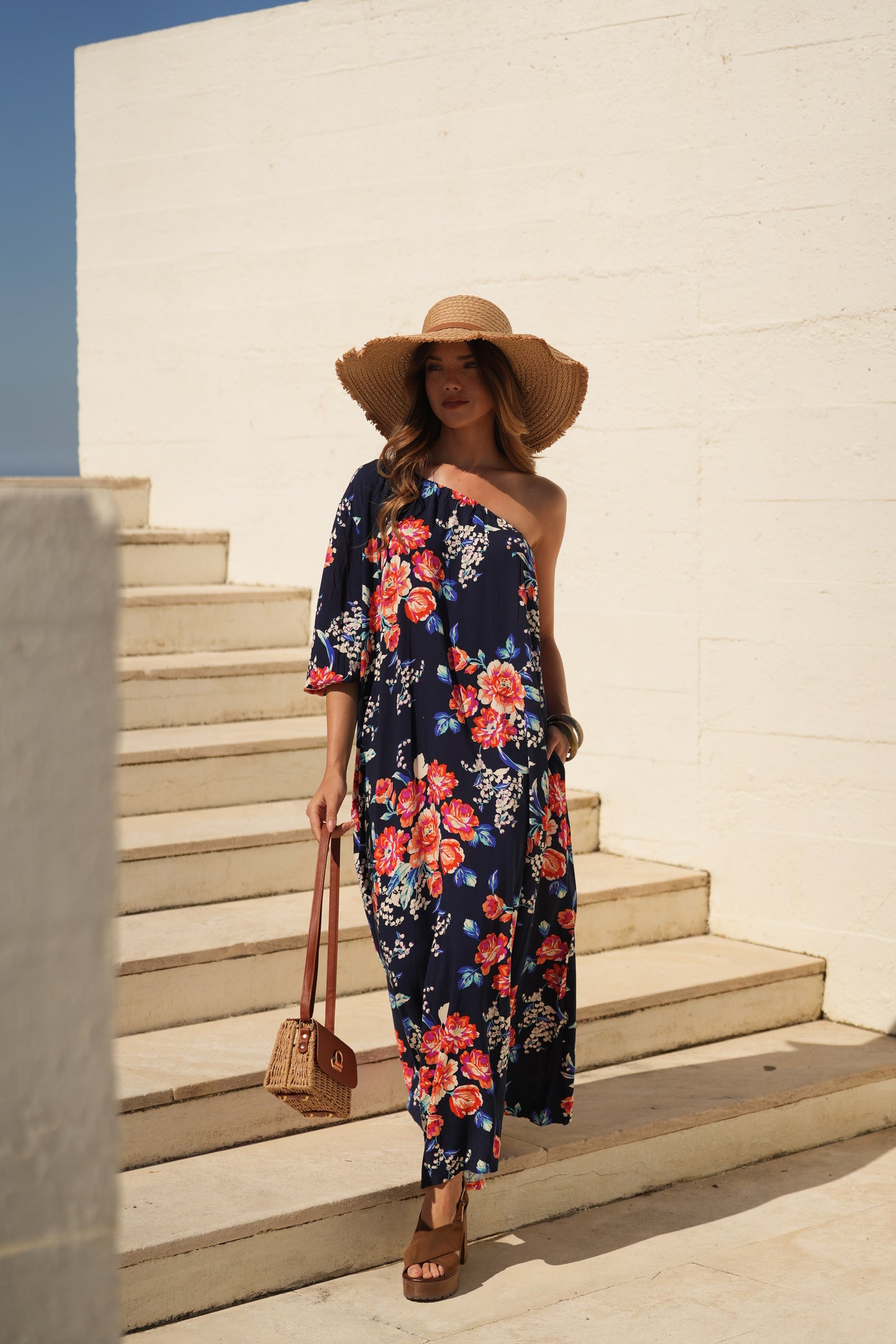 Vestido comprido estampado floral