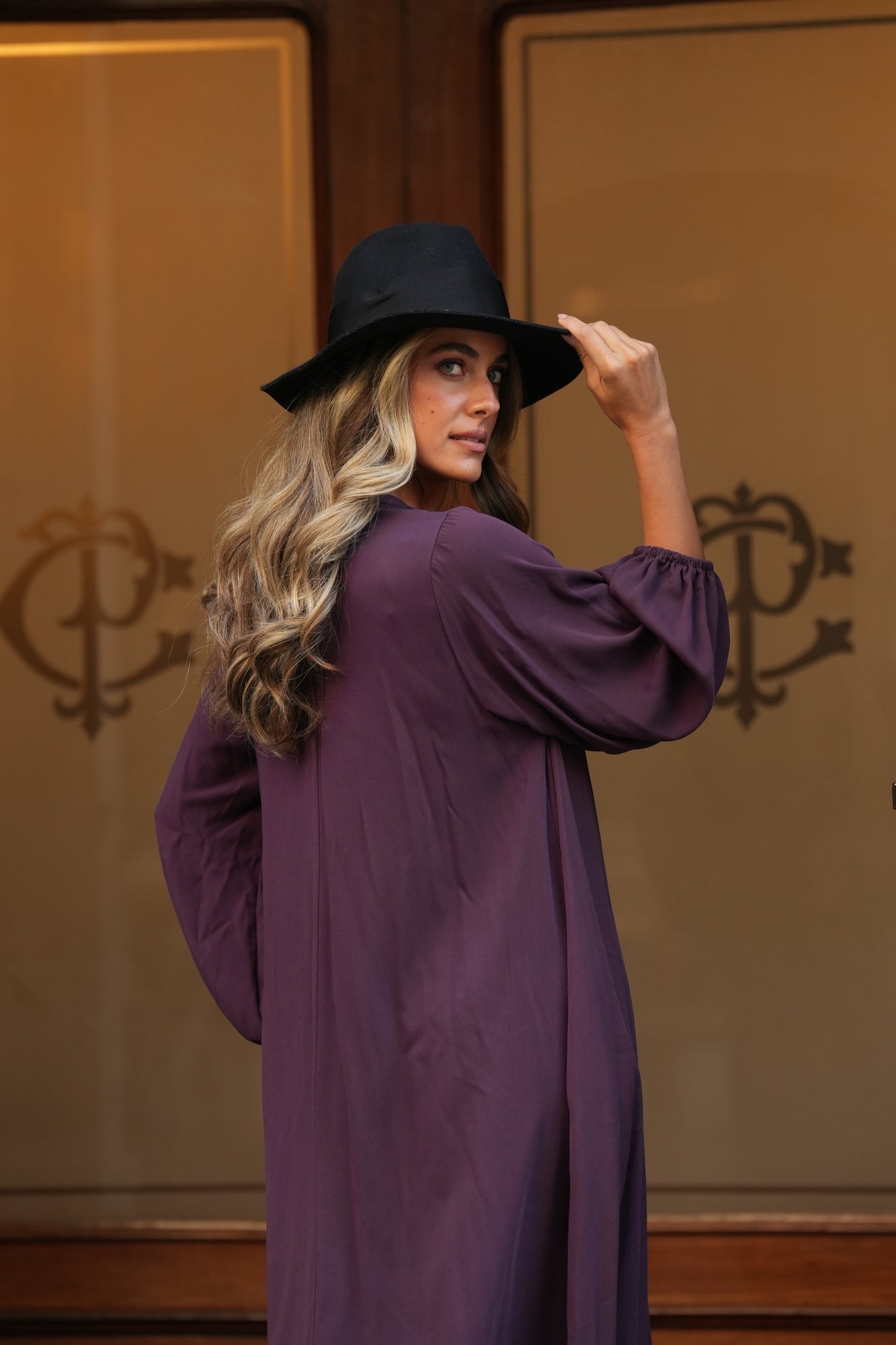 Vestido comprido em viscose bordeaux