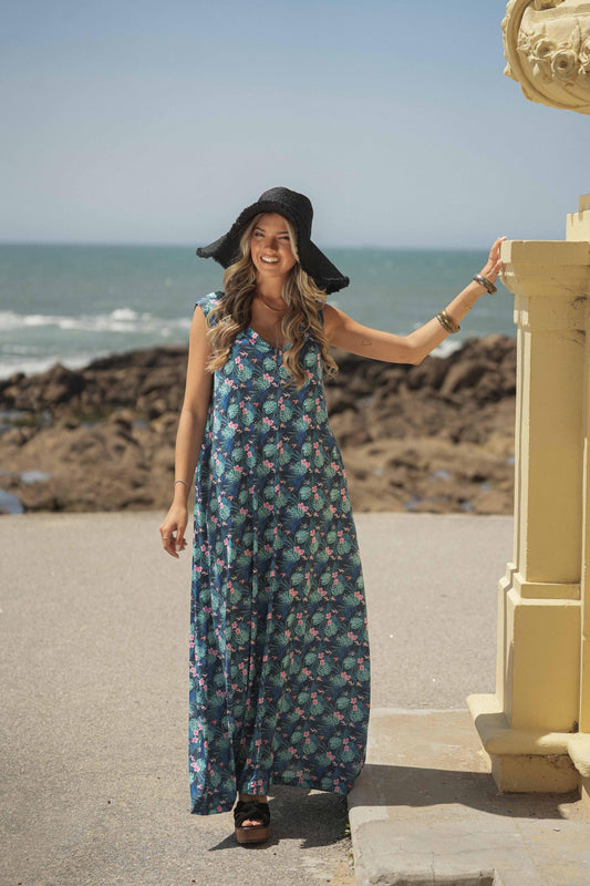 Robe longue en maille imprimée