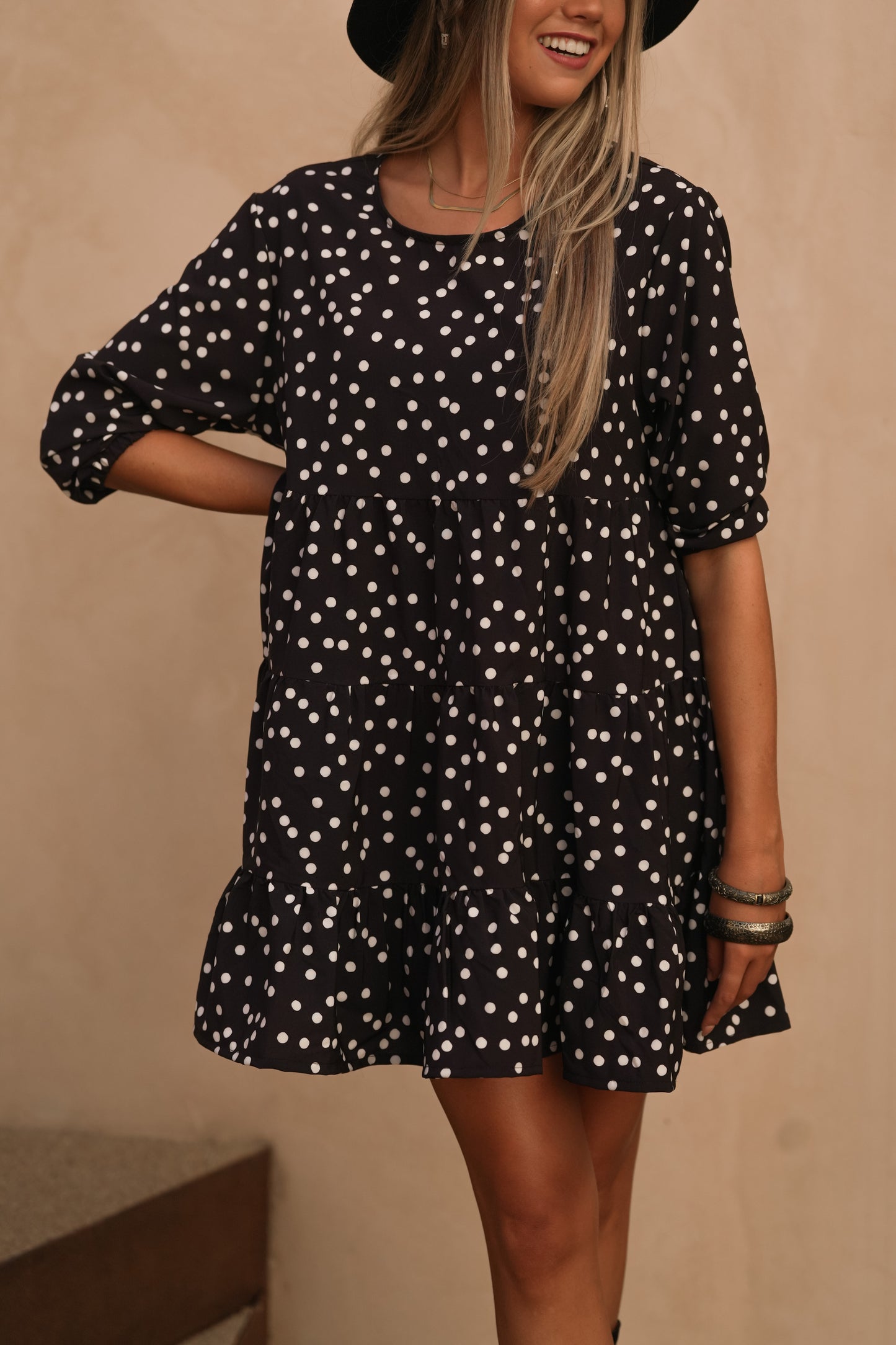 Robe courte imprimée à pois