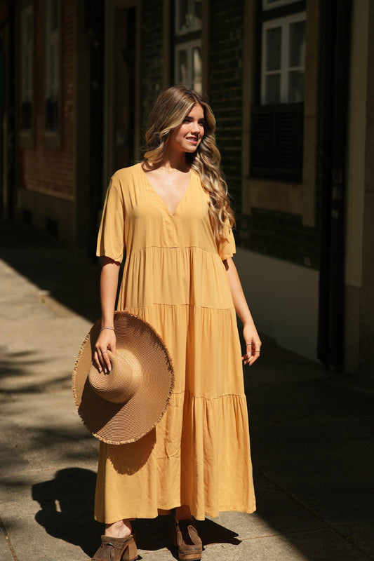 Robe longue avec volants