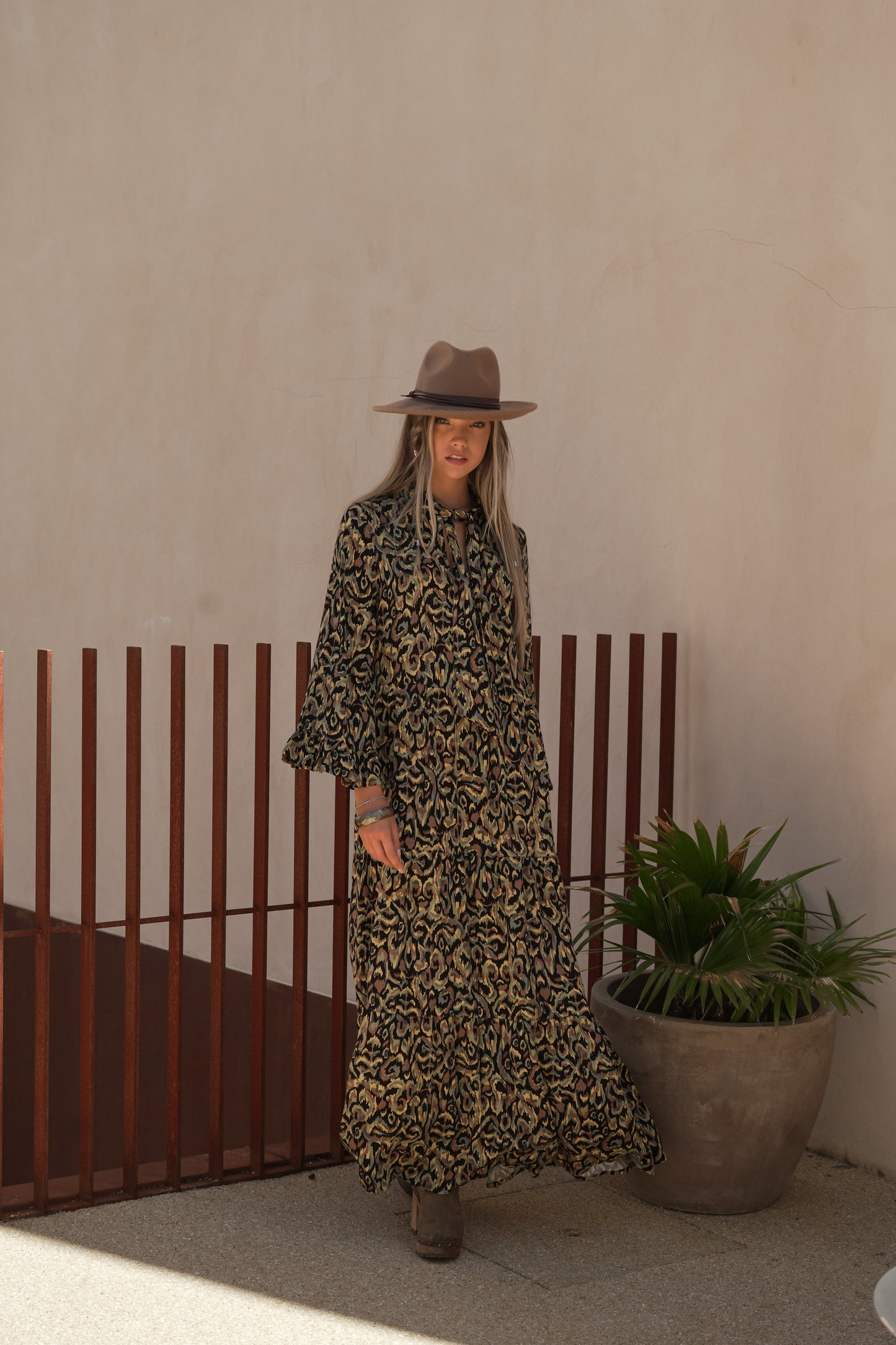 vestido largo estampado