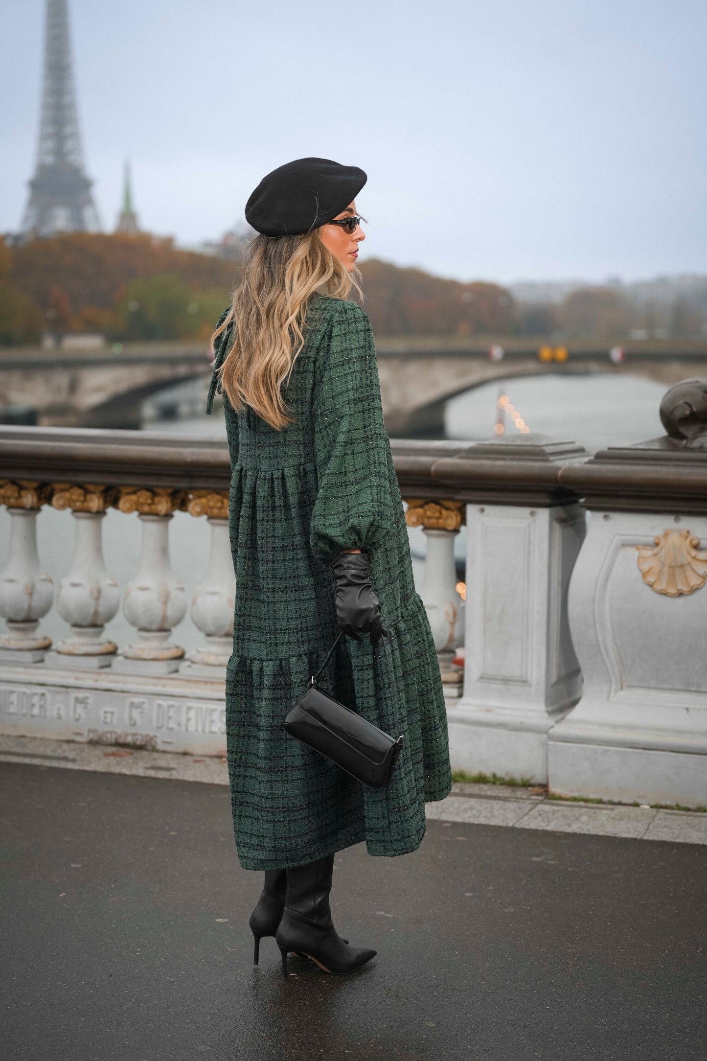 Vestido comprido com folhos-Online Exclusive