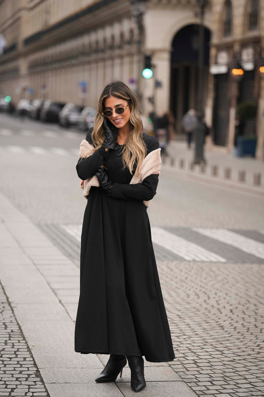 Vestido largo de punto negro