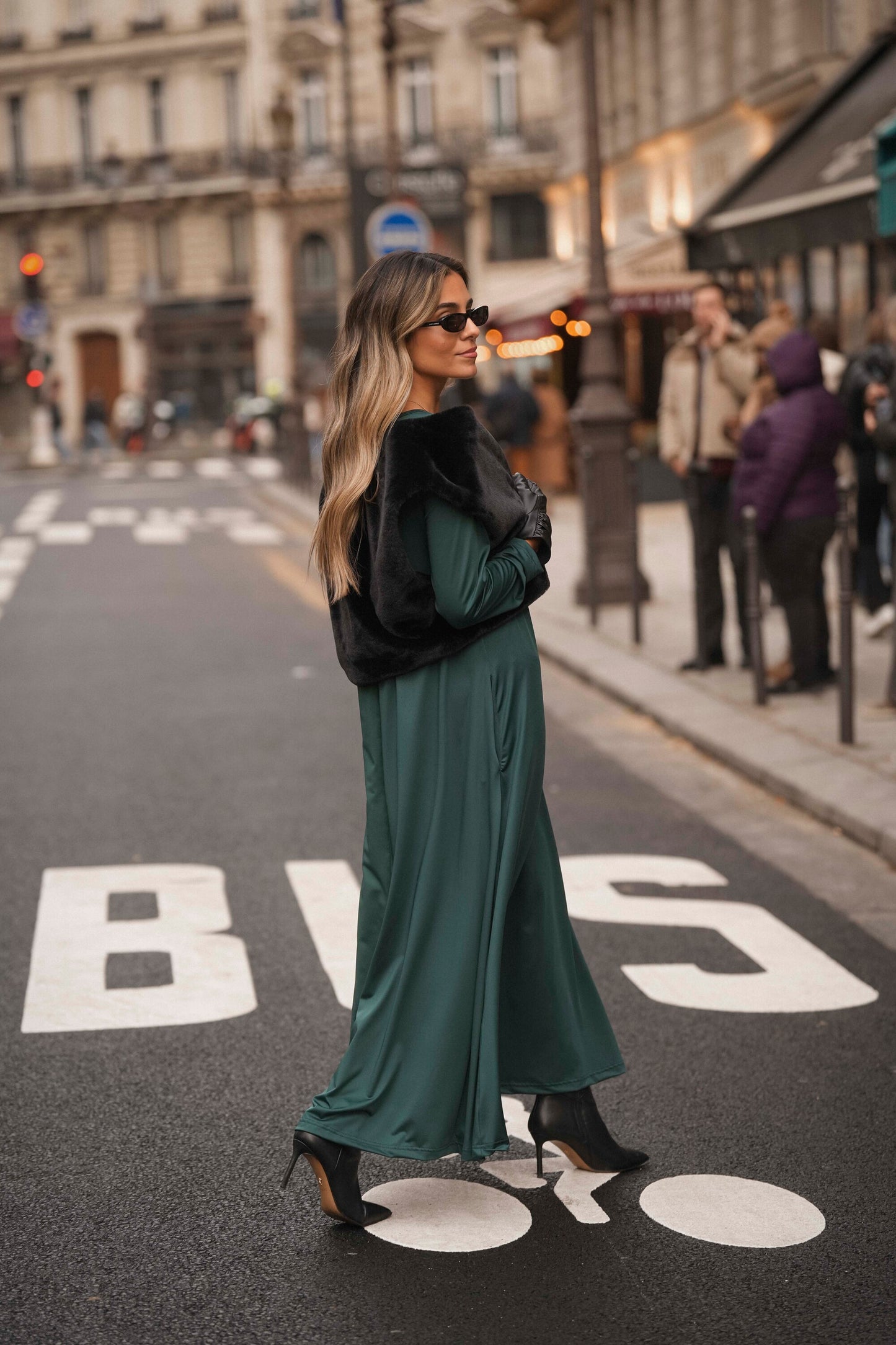 Vestido largo de punto verde