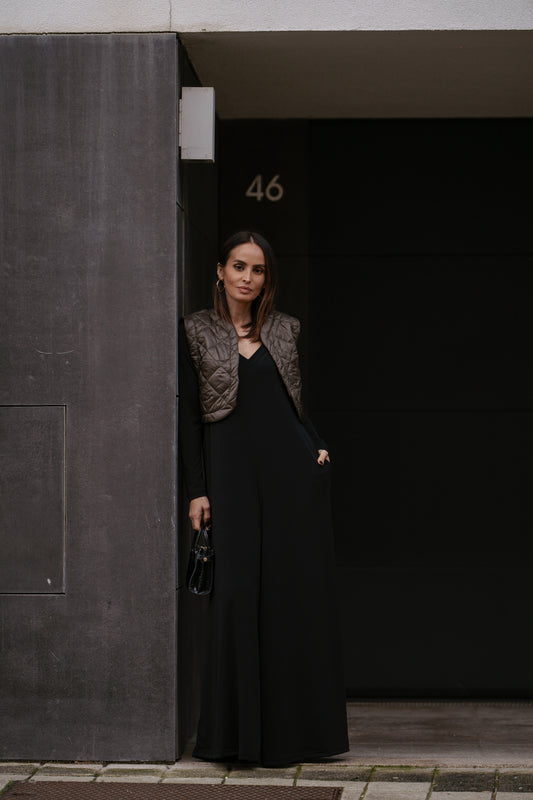 Macacão comprido em malha preto