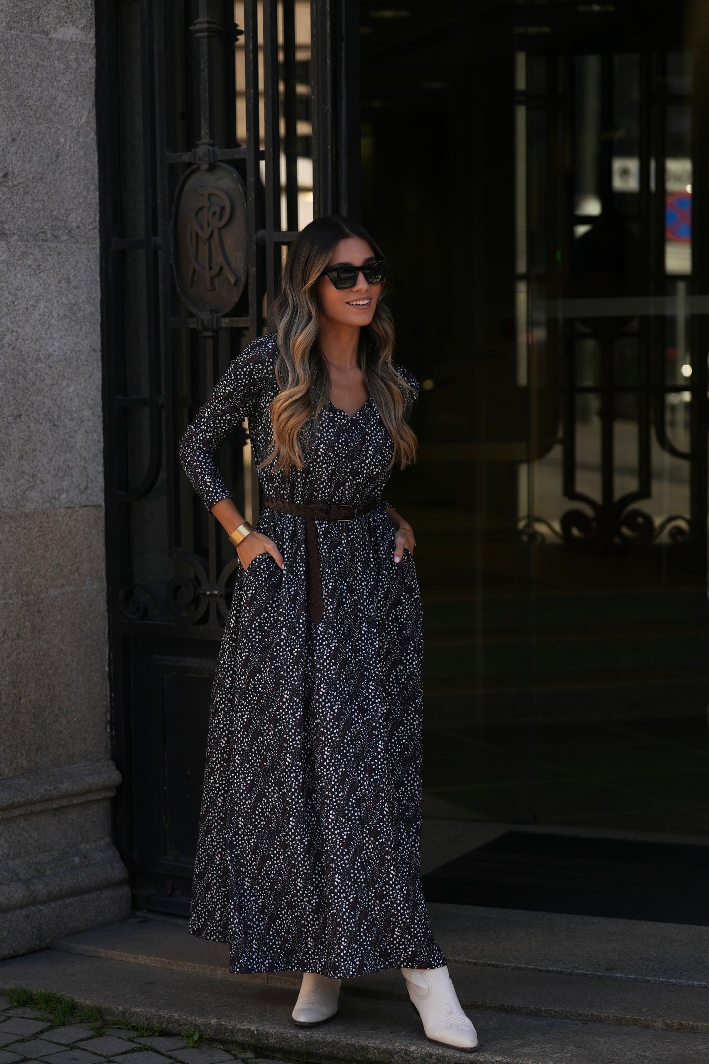 vestido largo estampado