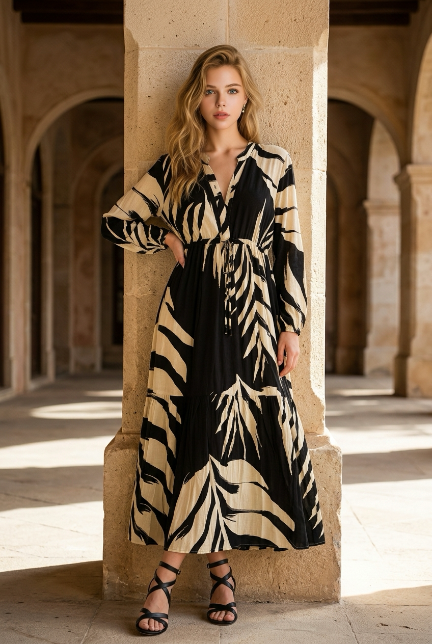 Vestido comprido estampado