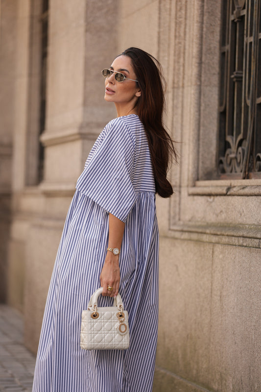 Vestido comprido riscas