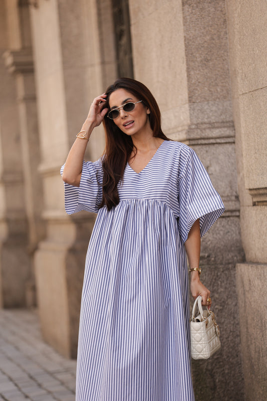 Vestido comprido riscas