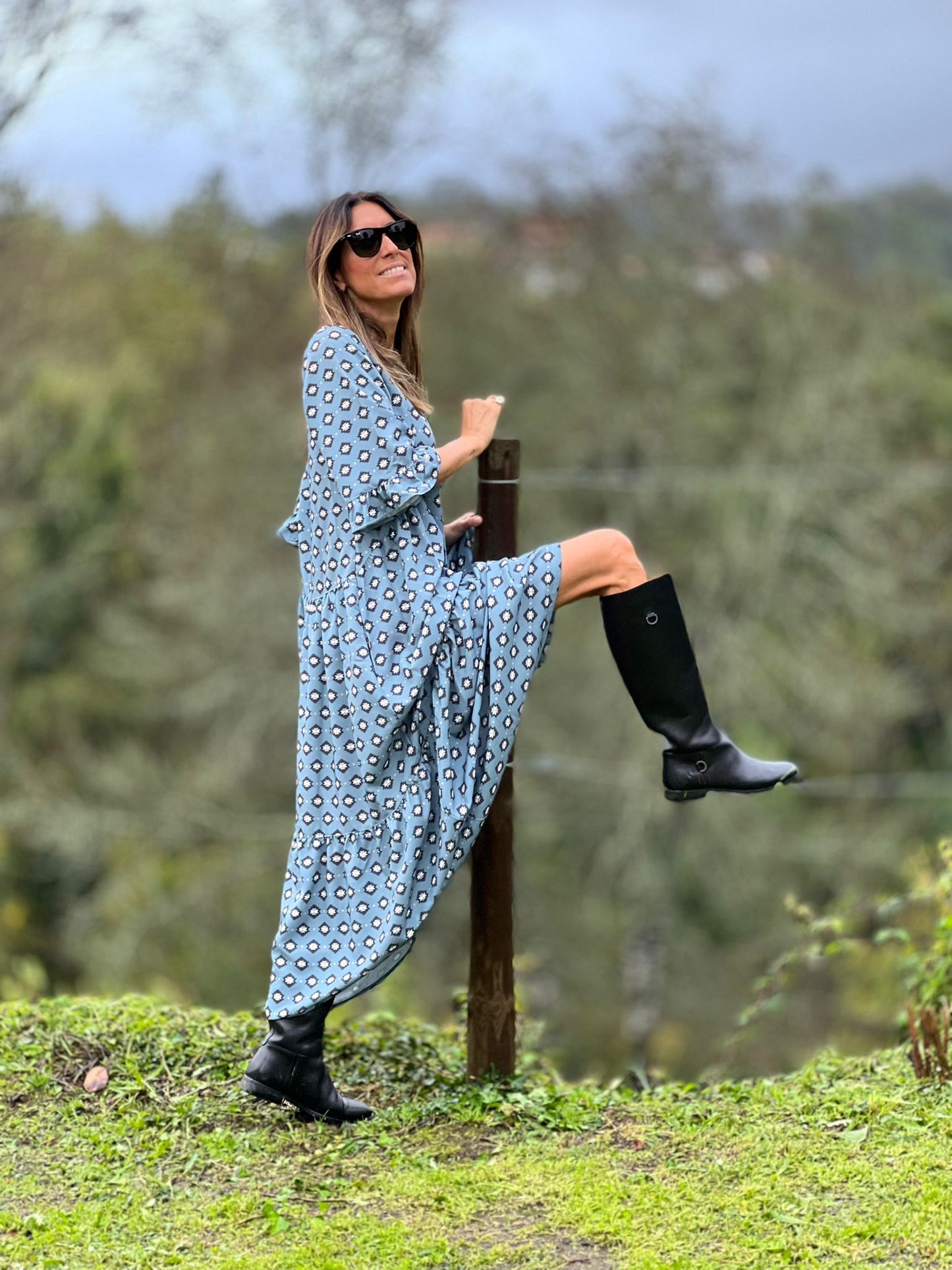 vestido largo estampado