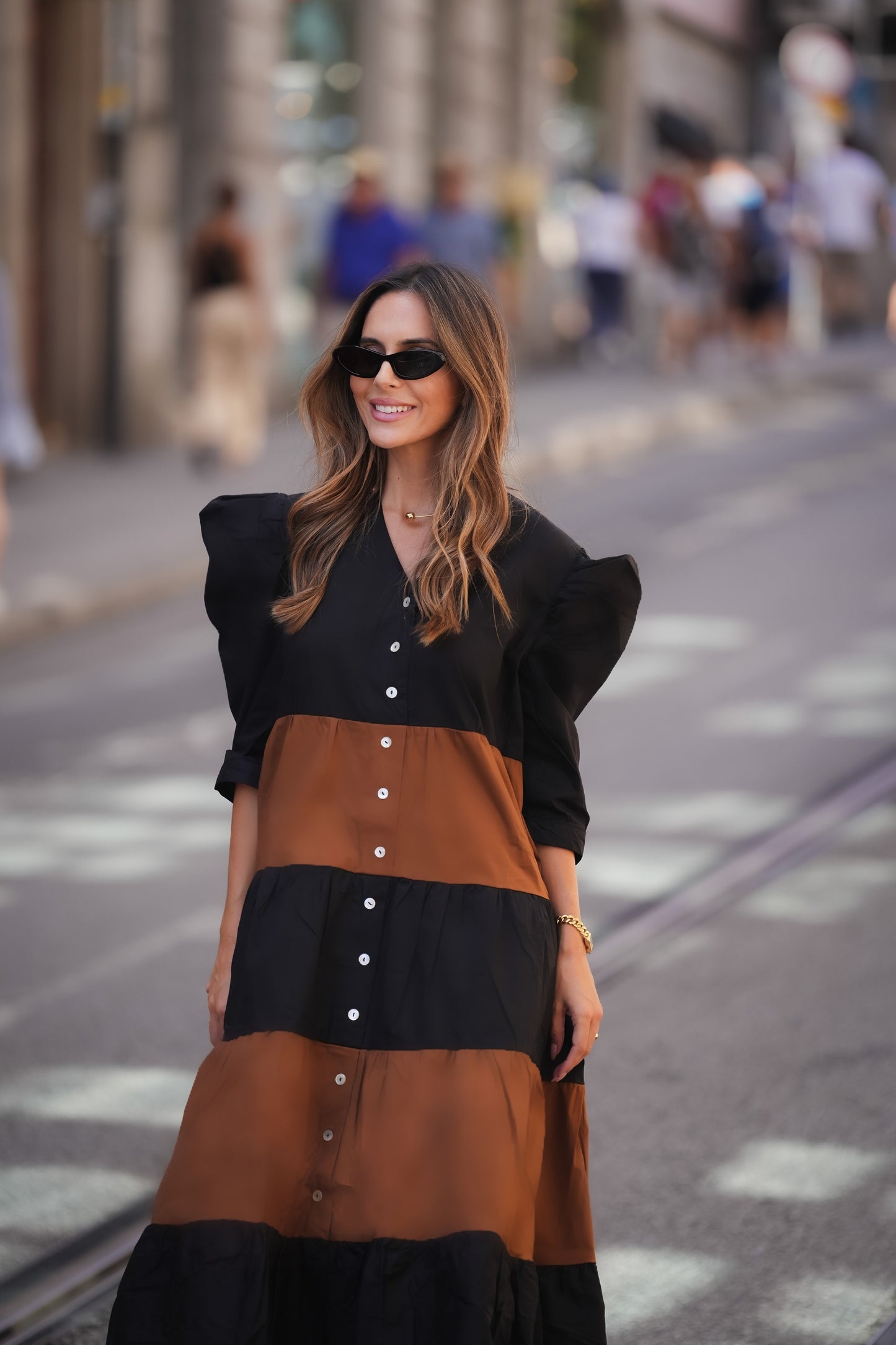 Robe longue bicolore