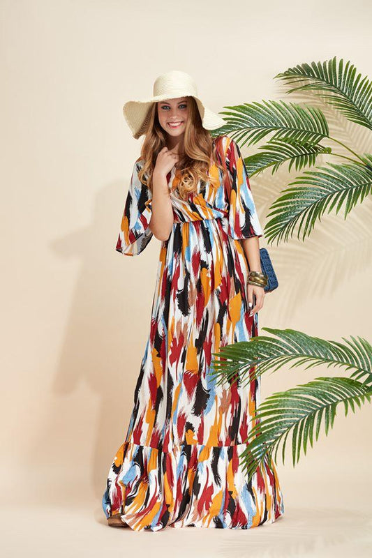 <transcy>Vestido con estampado de acuarela</transcy>