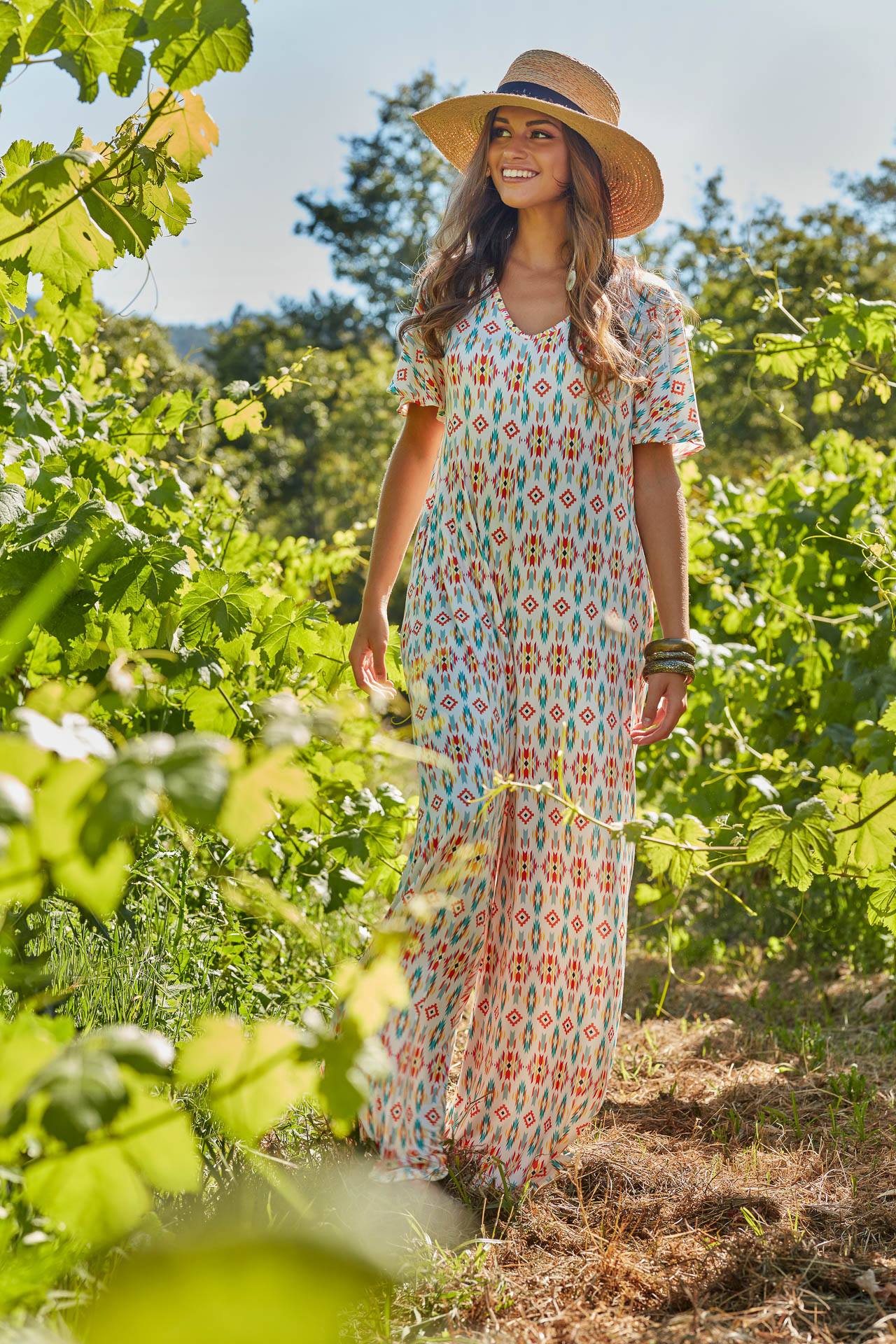 Printed long jumpsuit