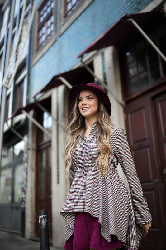 Túnica comprida em xadrez