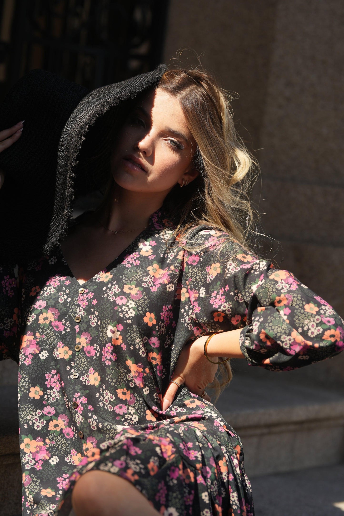 Robe courte avec imprimé floral