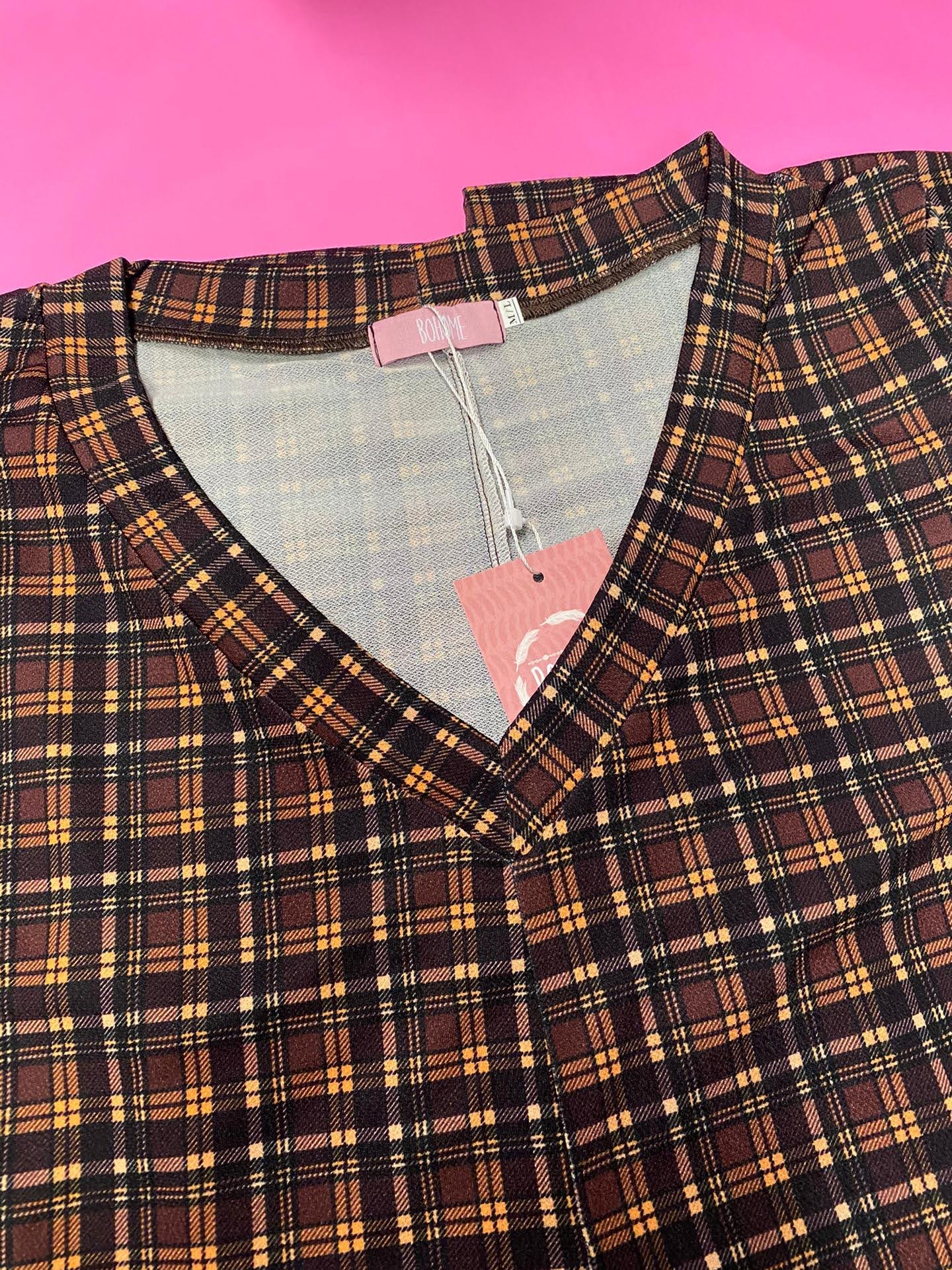 Macacão comprido estampa xadrez