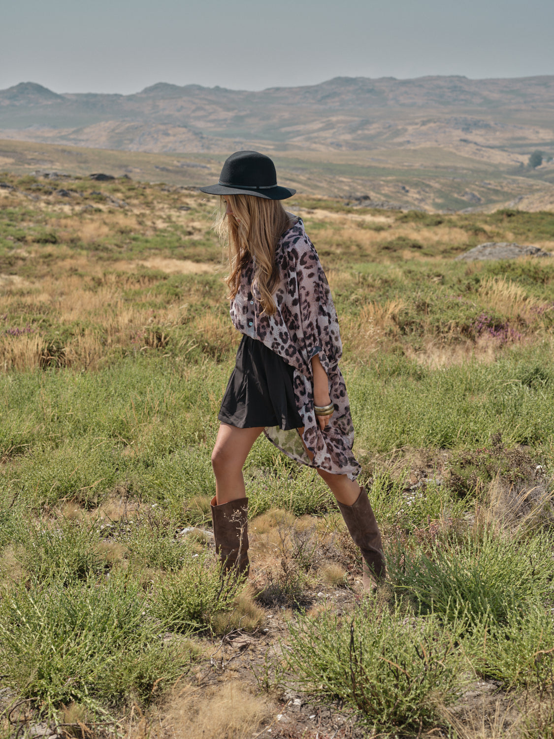 Camisa larga estampada