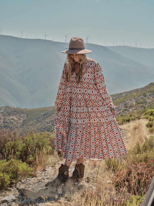 vestido largo estampado