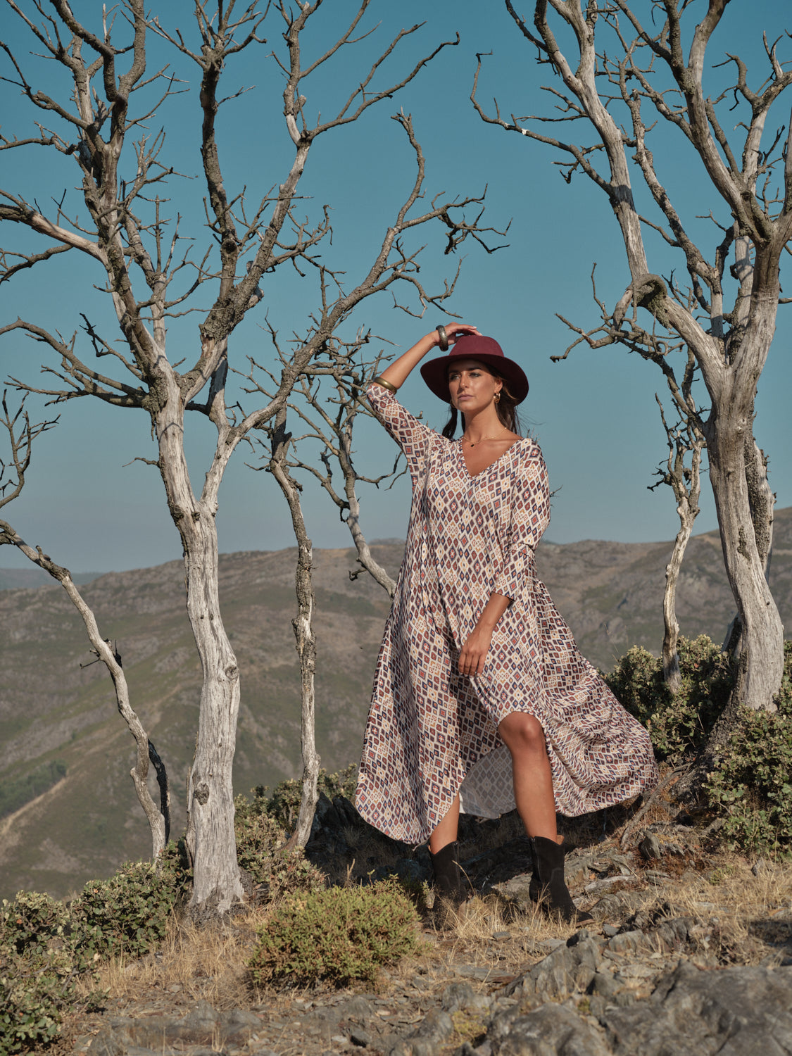 Long printed knit dress