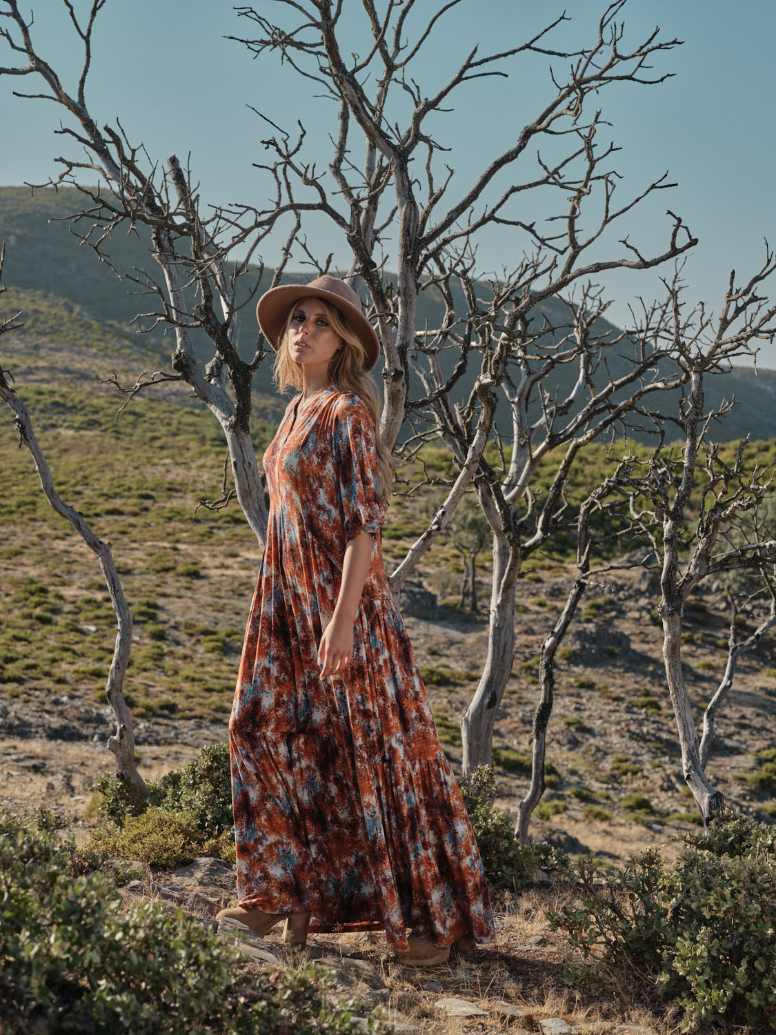 vestido largo estampado