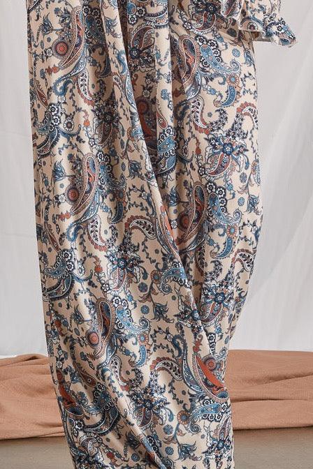 Vestido comprido com estampado cornucópias