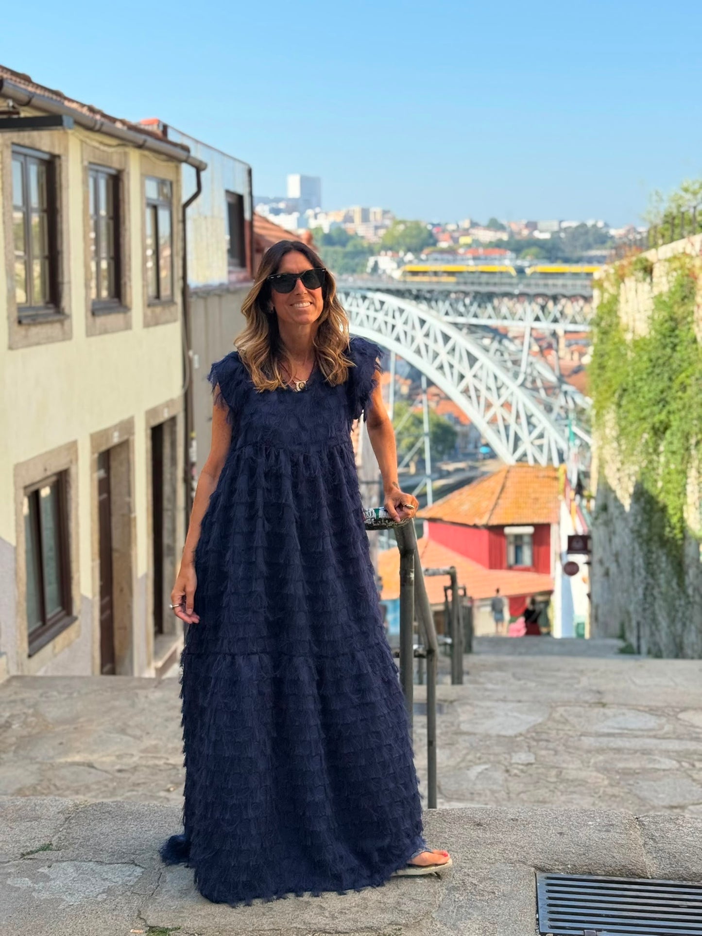 Edição limitada! Vestido comprido de cerimónia azul marinho