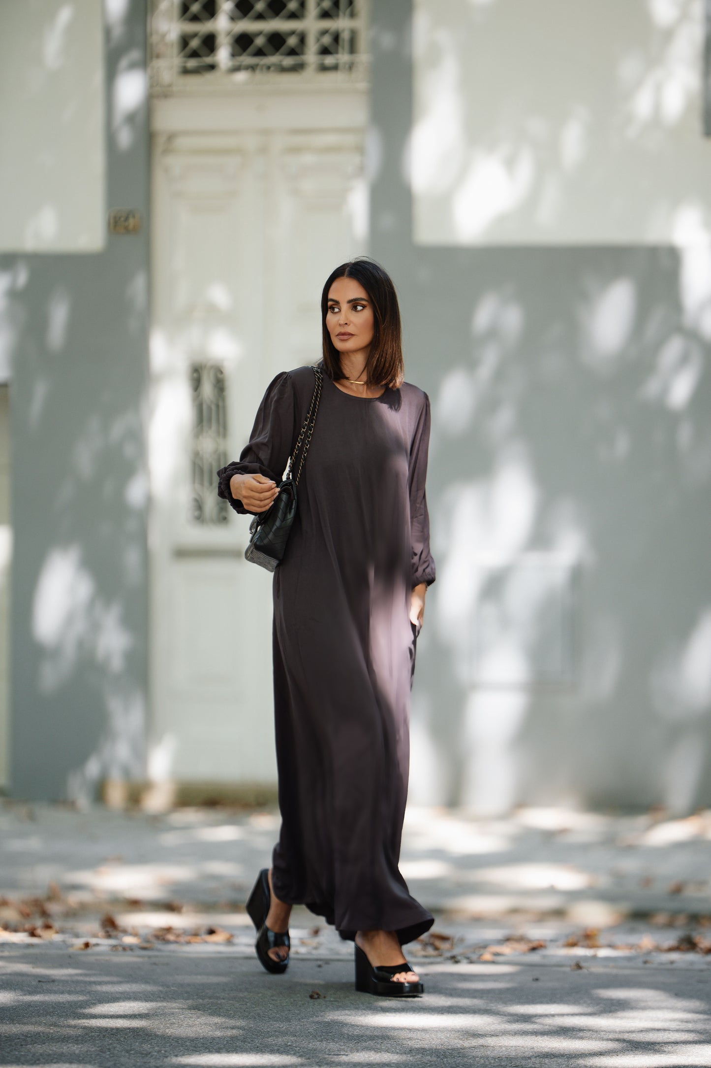 Long brown viscose dress