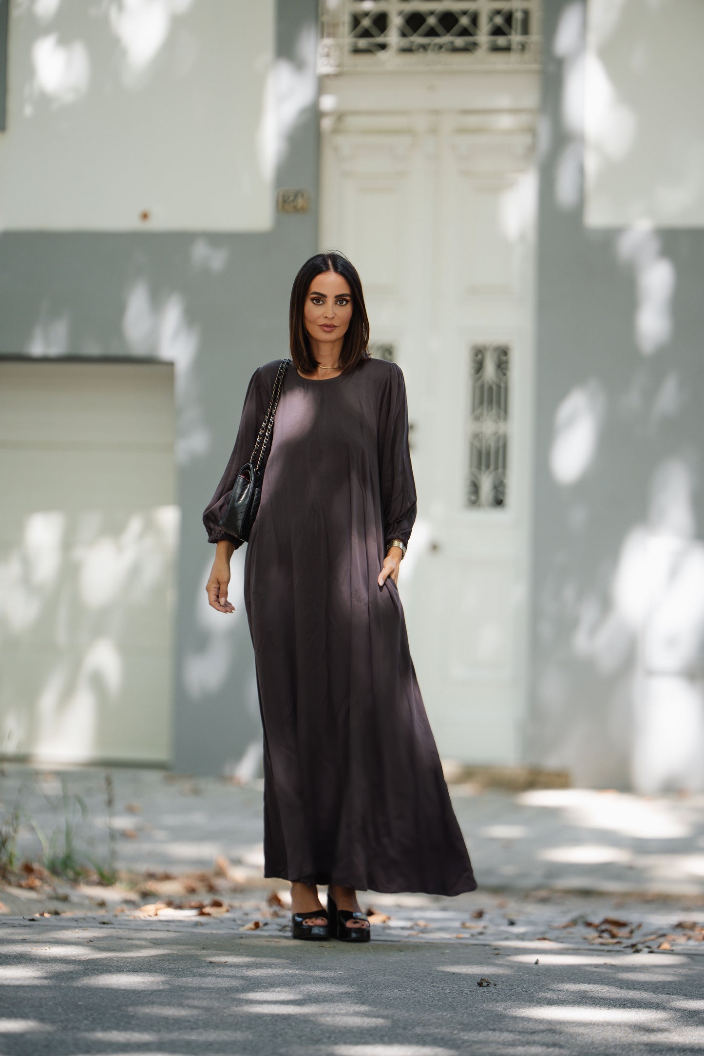 Long brown viscose dress