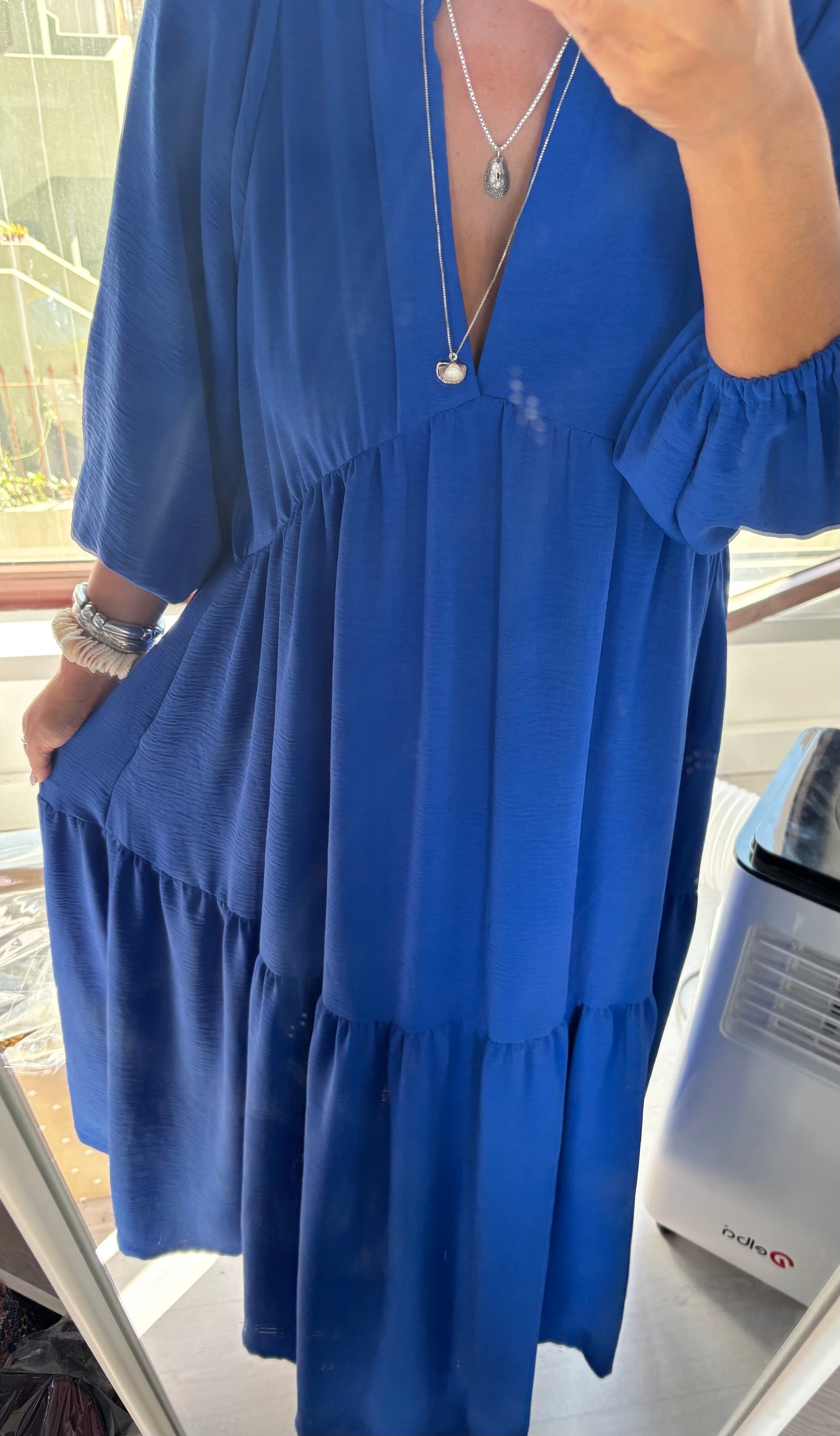 Vestido comprido azul