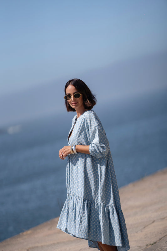 Vestido assimétrico em ganga