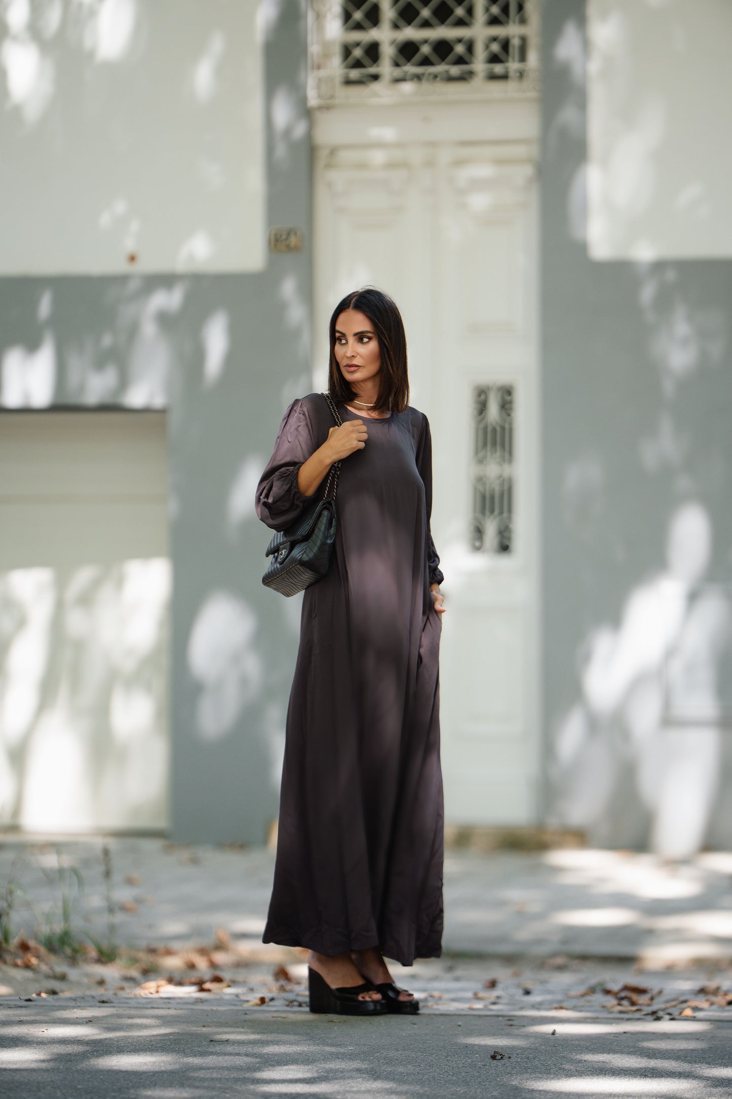 Long brown viscose dress