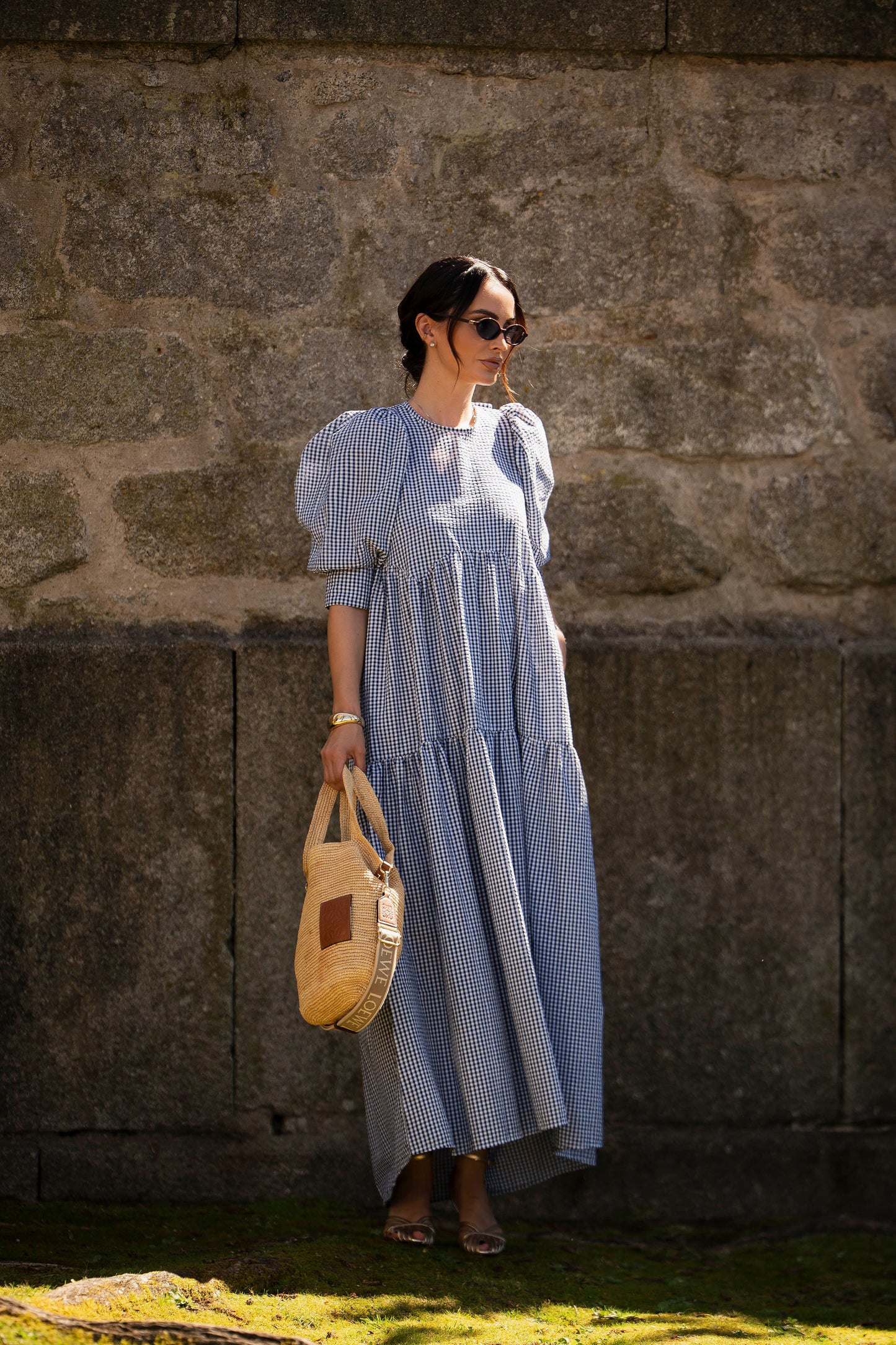 Vestido comprido com folho