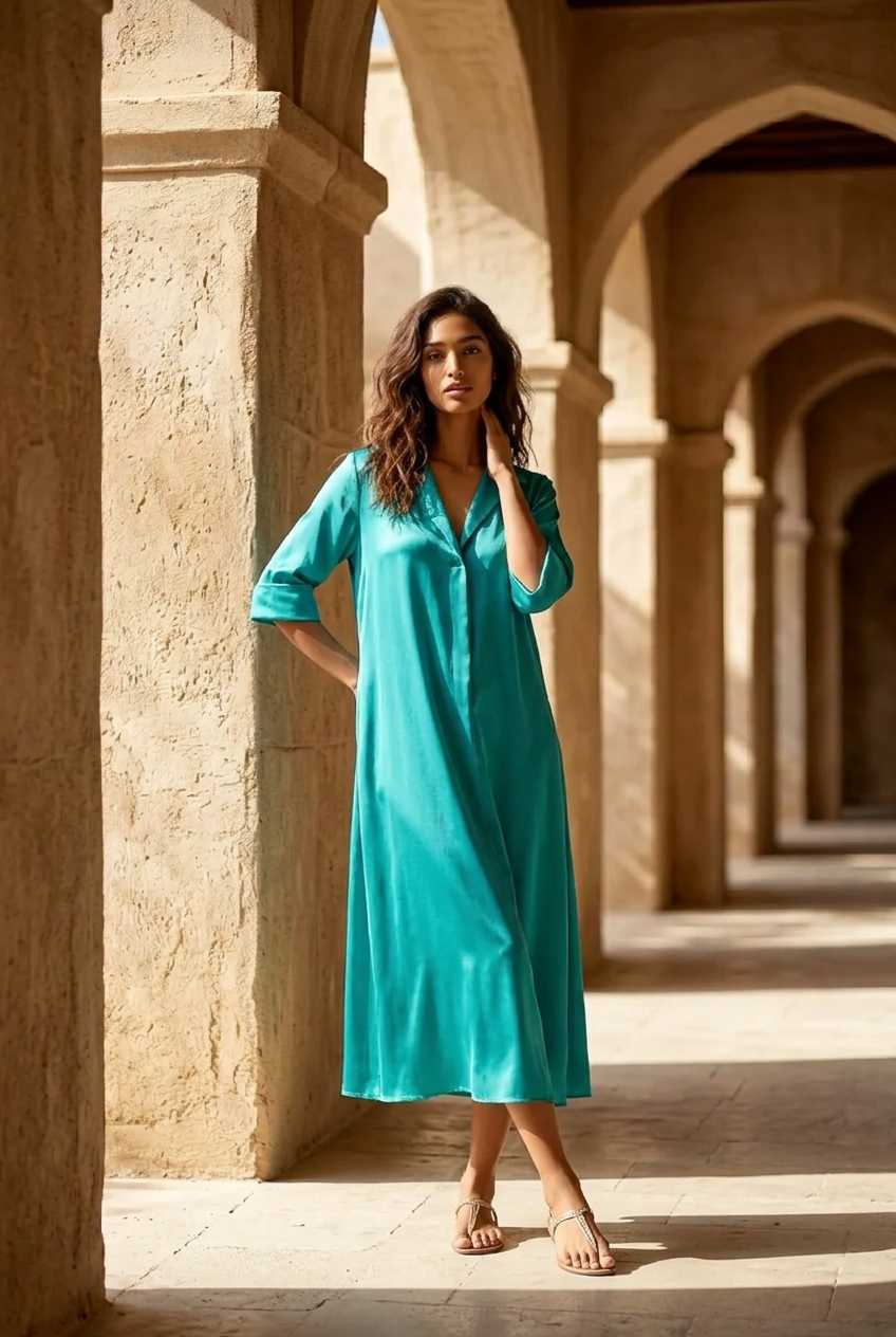 Vestido midi em viscose