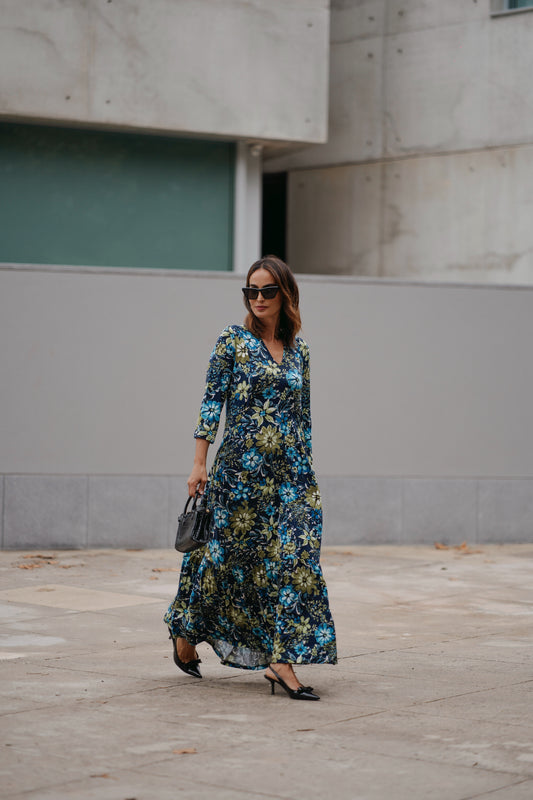 Long printed knit dress