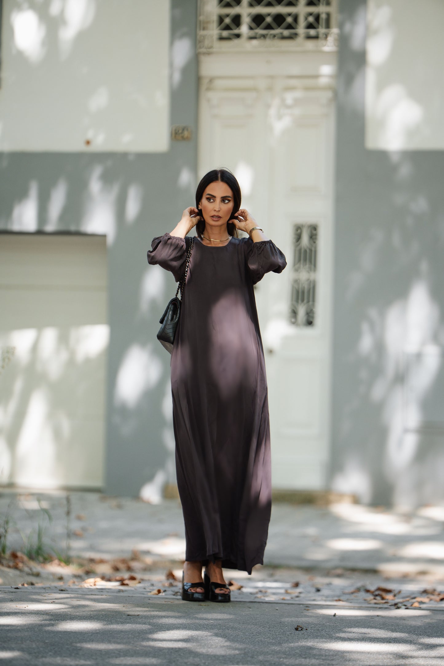 Long brown viscose dress