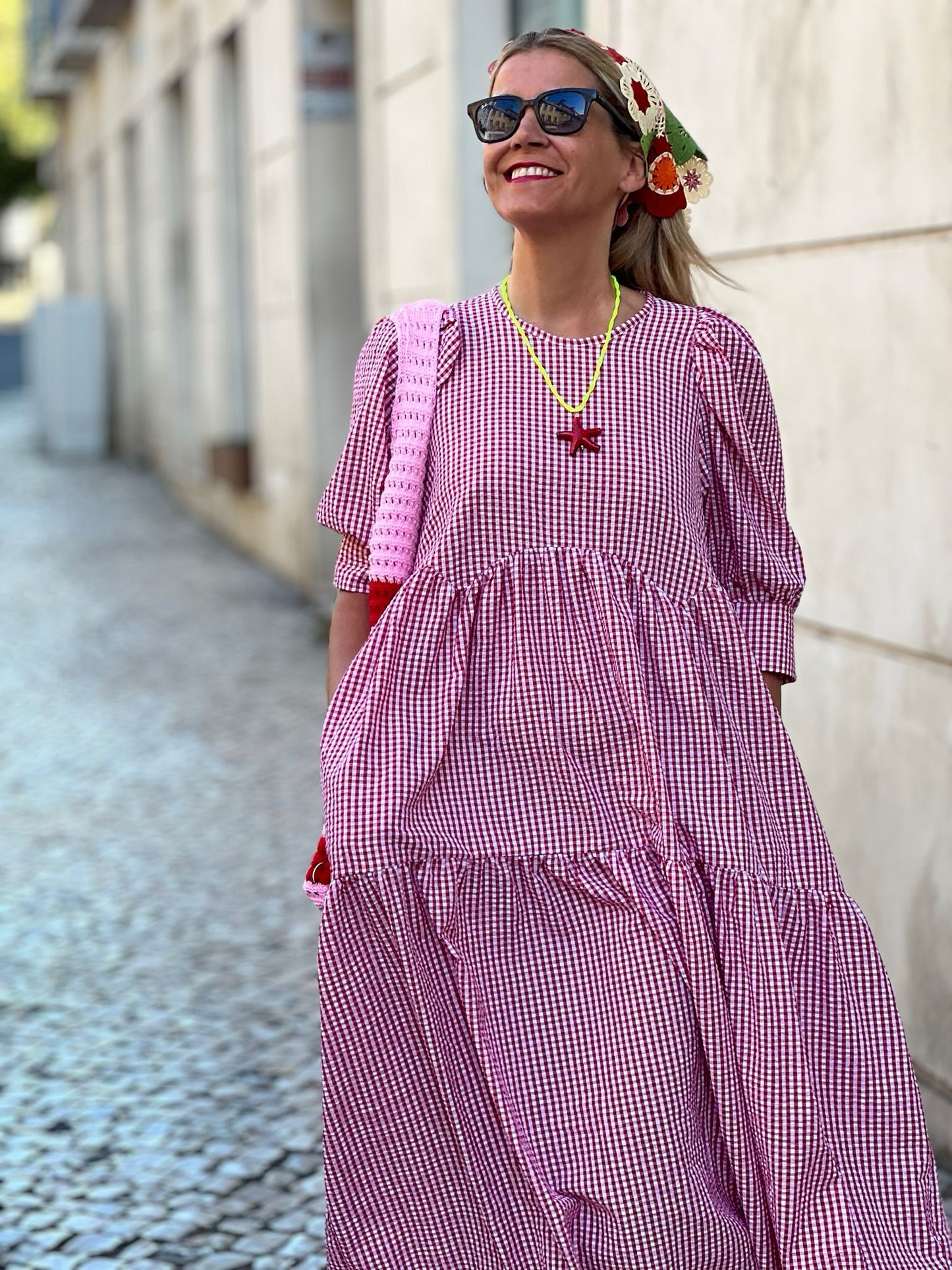 Vestido comprido com folho