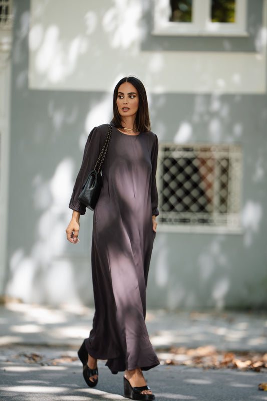 Long brown viscose dress
