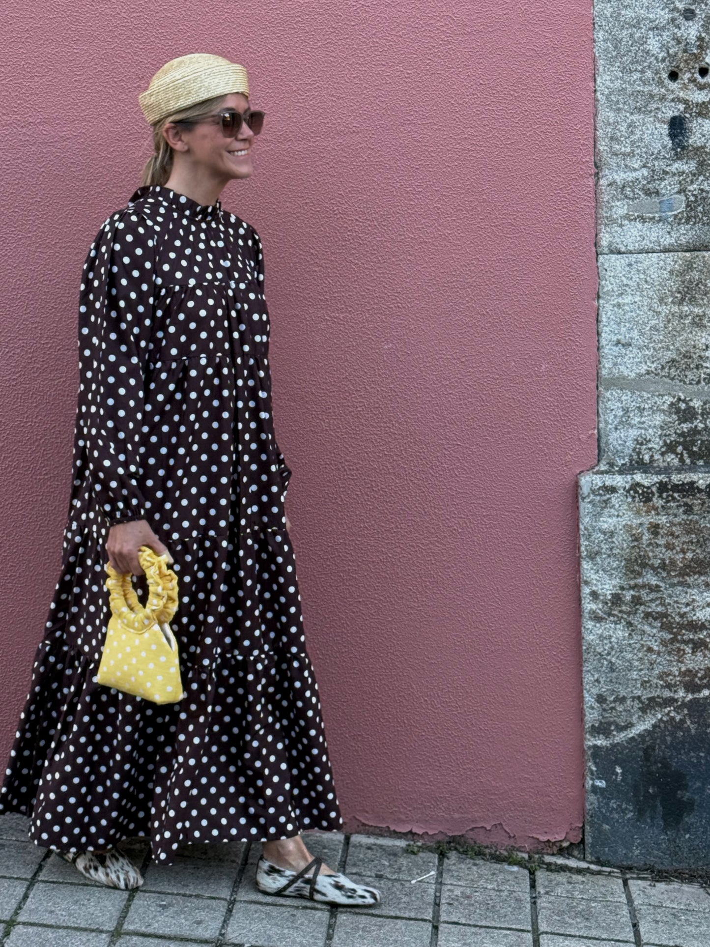 Vestido comprido com folhos