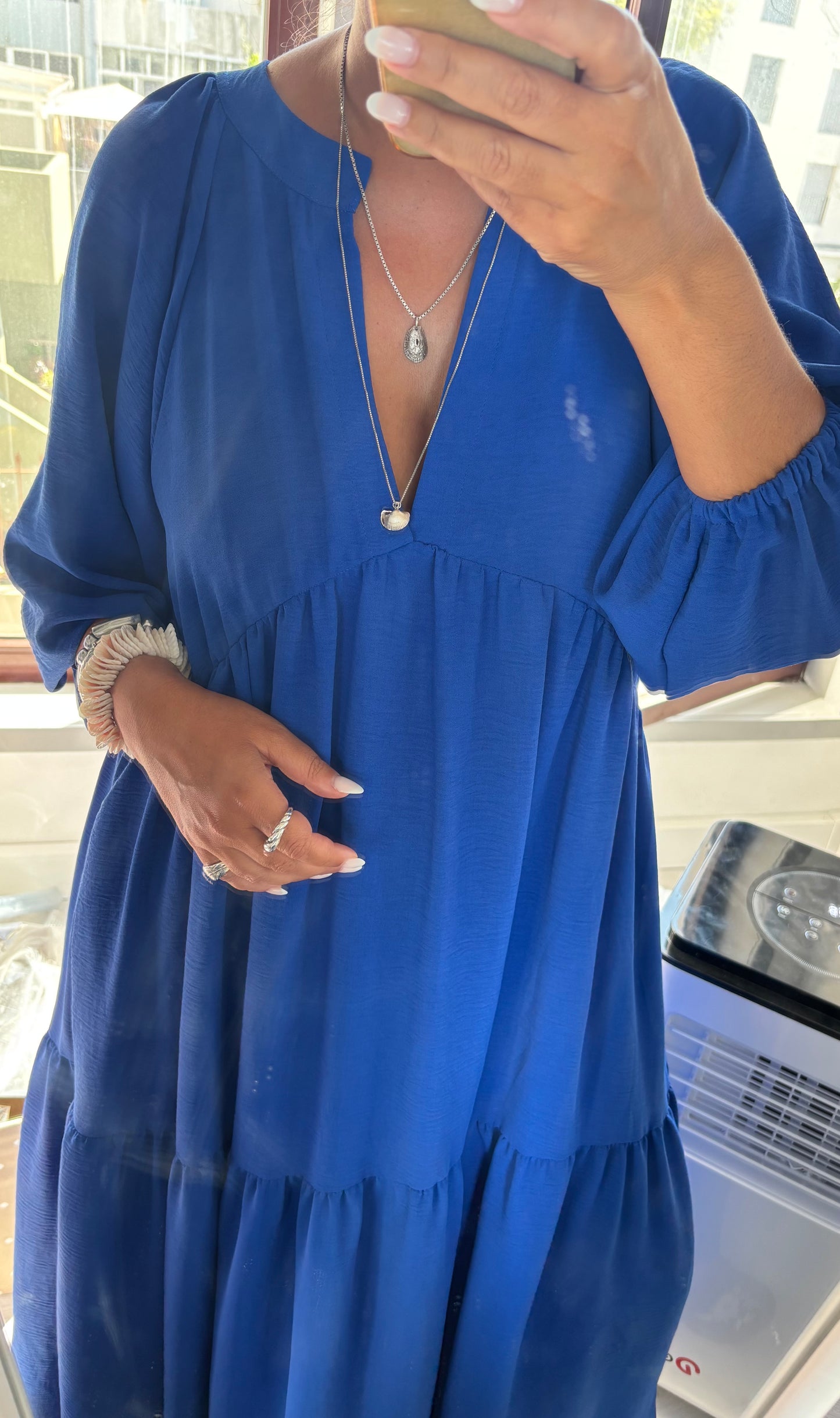 Vestido comprido azul