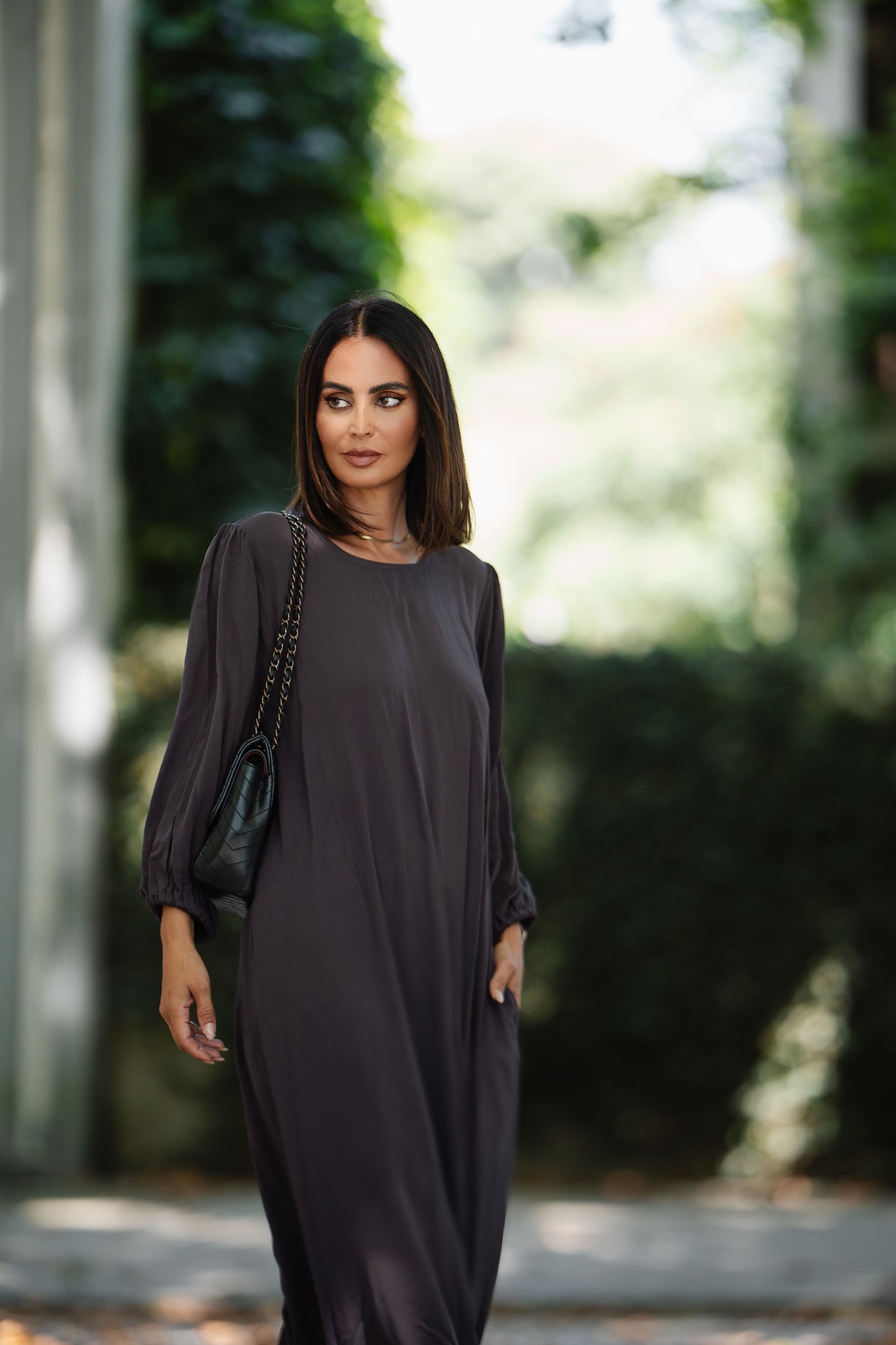 Long brown viscose dress