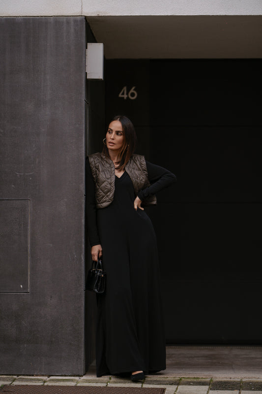 Macacão comprido em malha preto